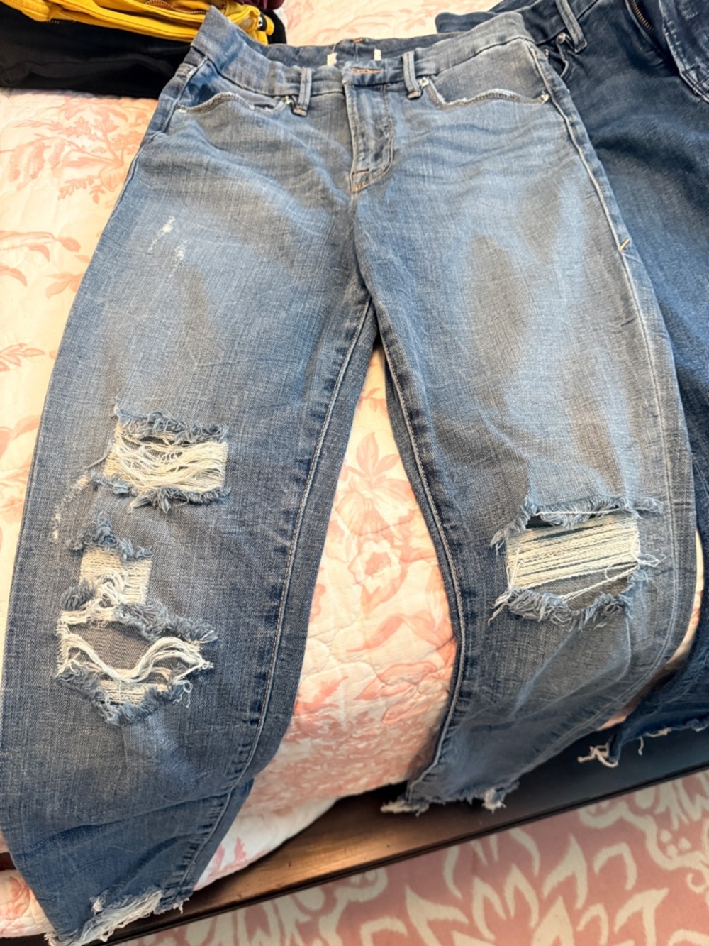 Good American Medium Blue Skinny Distressed Jeans